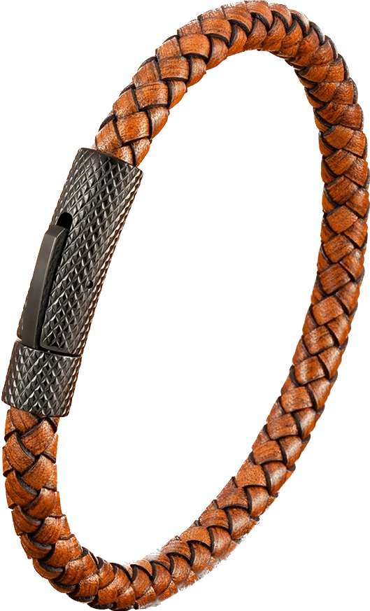 Pulseira em Couro Fecho em metal Preto