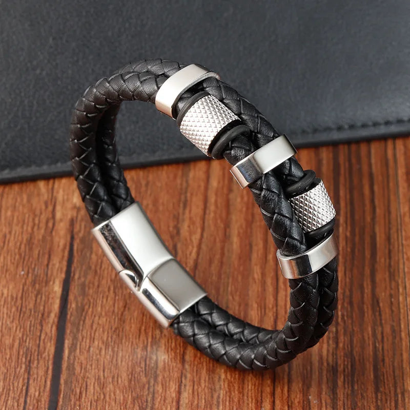 Pulseira de Corda Trançada com Fivela Magnética de Aço Inoxidável
