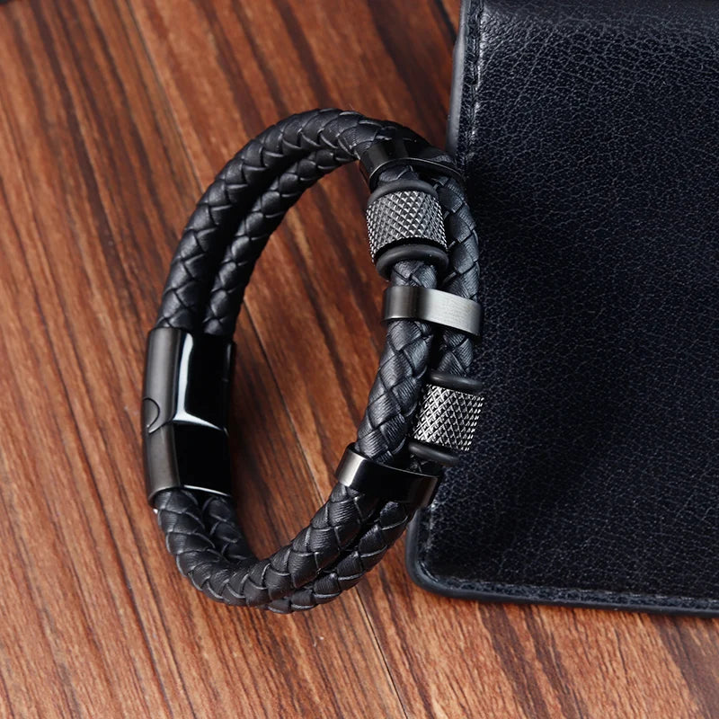 Pulseira de Corda Trançada com Fivela Magnética de Aço Inoxidável