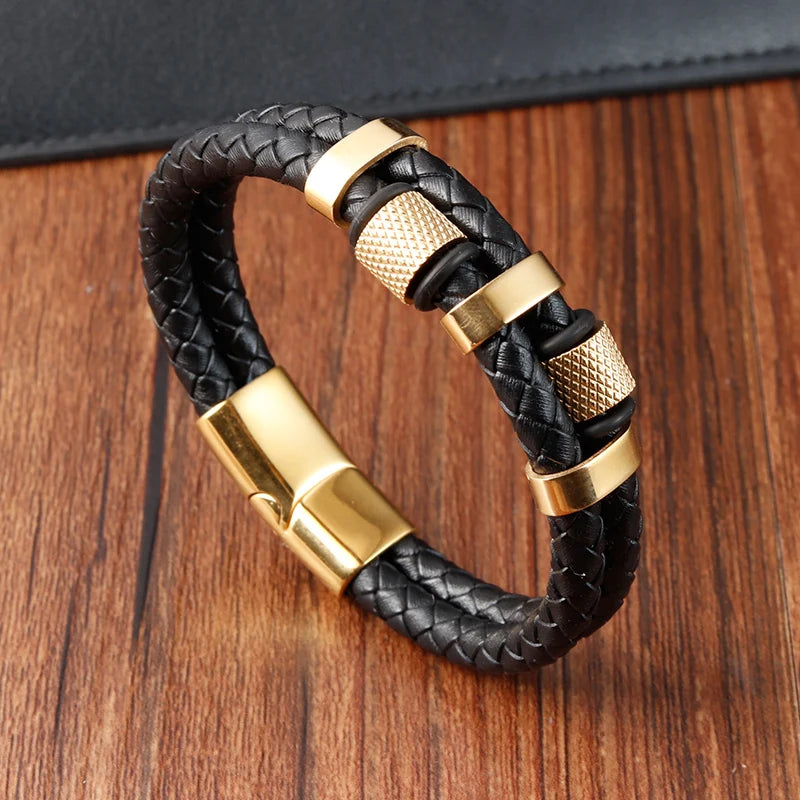 Pulseira de Corda Trançada com Fivela Magnética de Aço Inoxidável