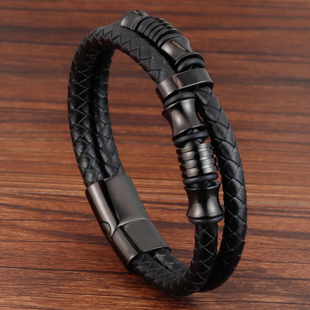Pulseira de Corda Trançada com Fivela Magnética de Aço Inoxidável