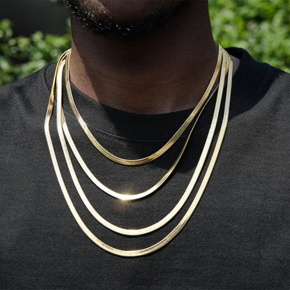 Colar Masculino com Corrente de Cobra, Aço Inoxidável