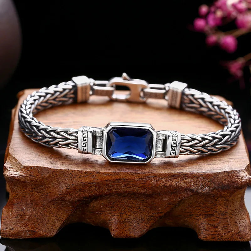Pulseira Masculina Vintage com Zircão