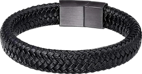 Pulseira Masculina Trançada Couro