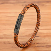 Pulseira em Couro Fecho em metal Preto