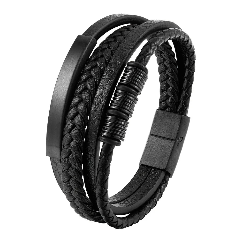 Pulseira de Corda Trançada com Fivela Magnética de Aço Inoxidável