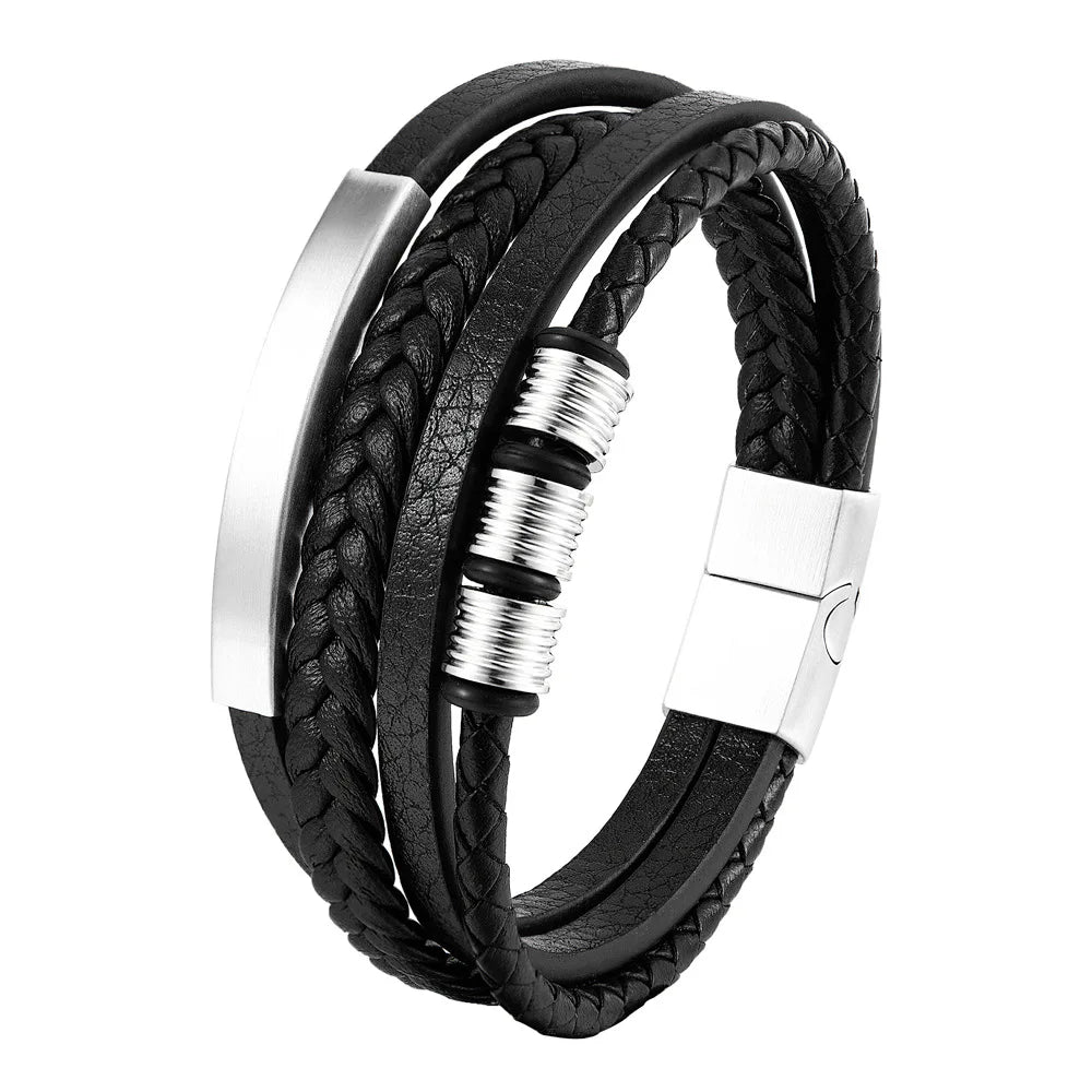 Pulseira de Corda Trançada com Fivela Magnética de Aço Inoxidável