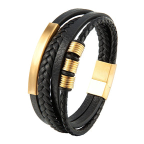 Pulseira de Corda Trançada com Fivela Magnética de Aço Inoxidável