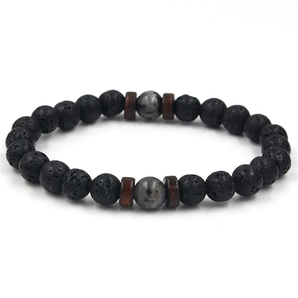 Pulseira Masculina Pedra Vulcânica Volcano