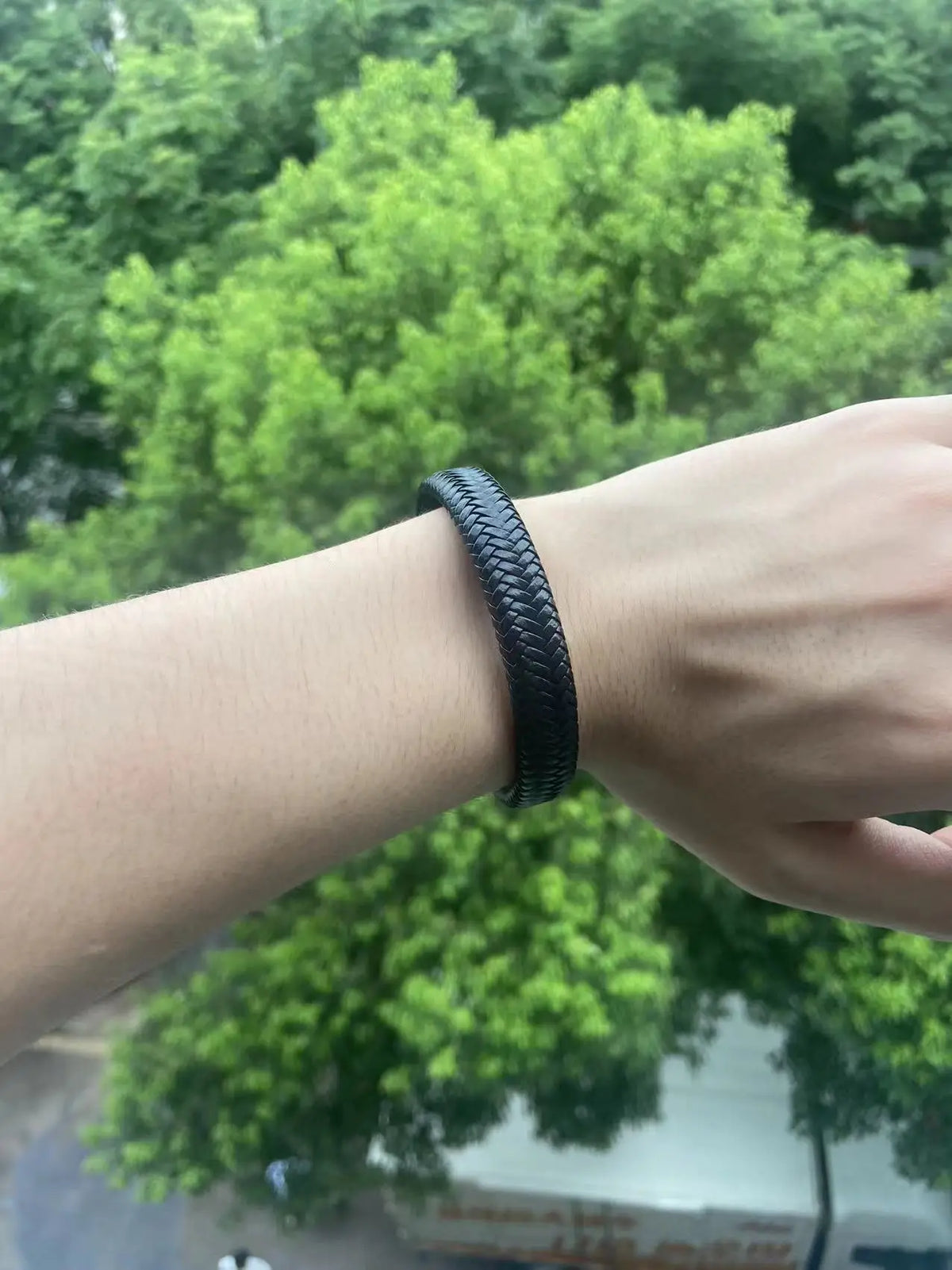 Pulseira Masculina Trançada Couro