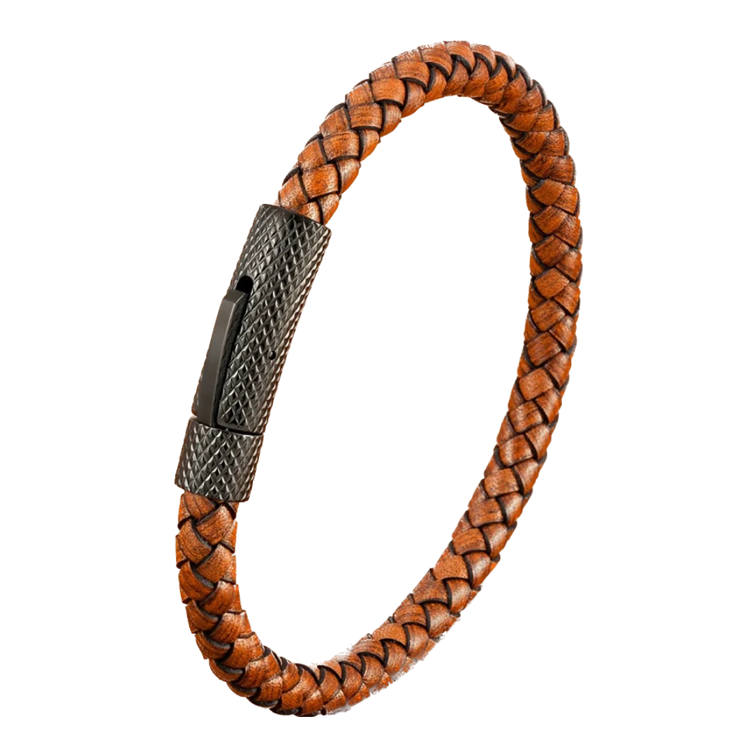 Pulseira em Couro Fecho em metal Preto