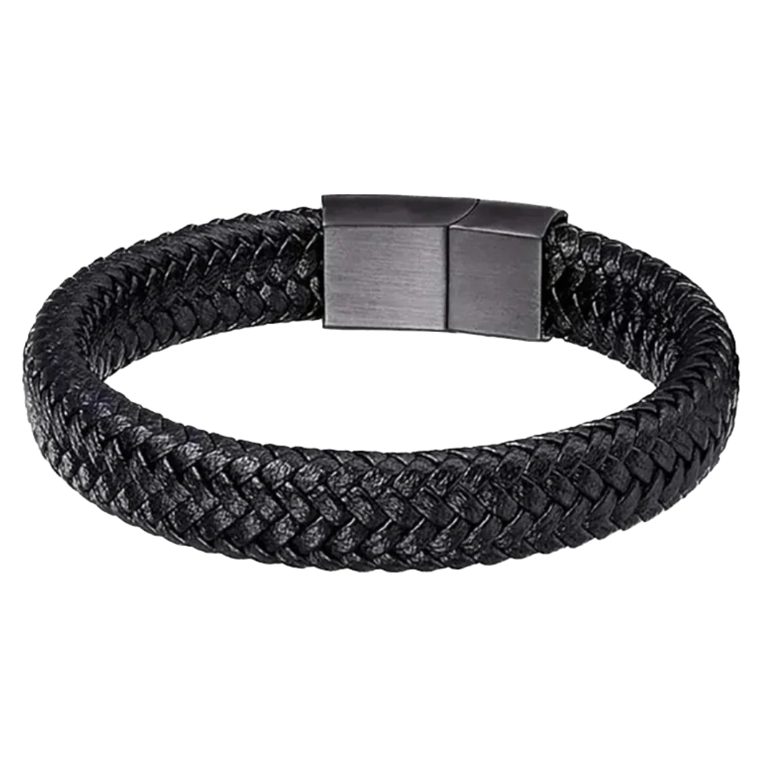 Pulseira Masculina Trançada Couro