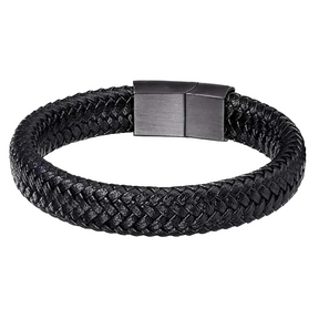 Pulseira Masculina Trançada Couro